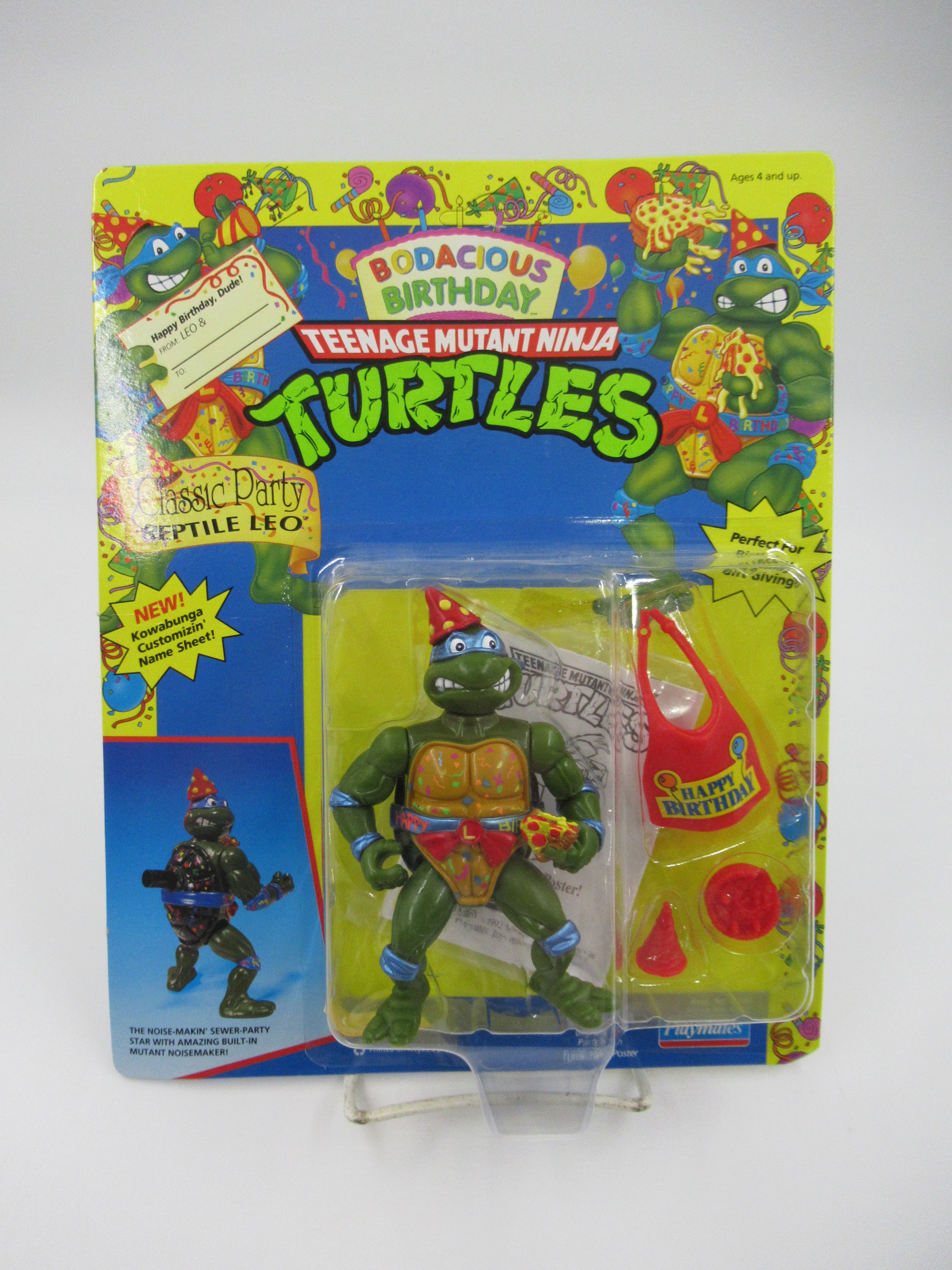 Teenage Mutant Ninja Turtles Classic Party Reptile Leo Bodacious Birthday 4.5" Figure TMNTs - Playmates (1992)